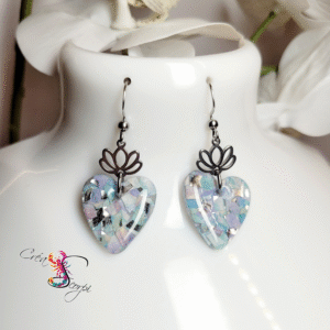 Boucles d'Oreilles "Cœur de Lotus Givré"