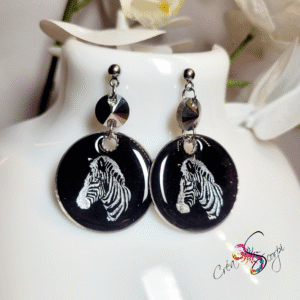 Boucles d'Oreilles Zèbre Élégance Noire