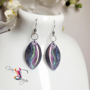 Boucles d'oreilles Aurore Boréale Verte et Rose Étoilé