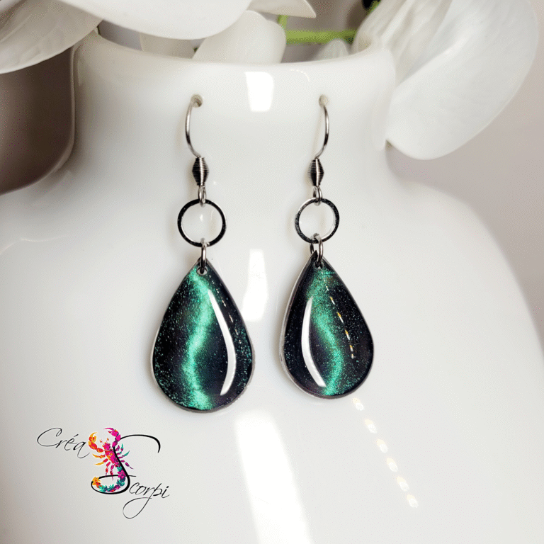 Boucles d'oreilles "Aurore Boréale Émeraude"