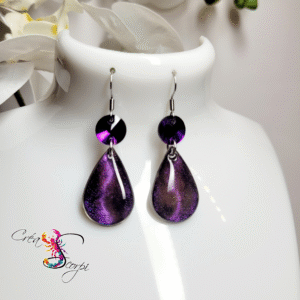 Boucles d'Oreilles "Aurore Boréale Violette"