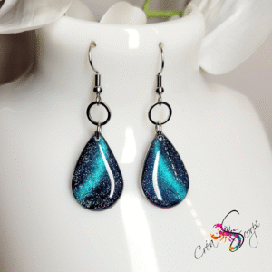 Boucles d'Oreilles "Aurore Boréale Bleue Scintillante"