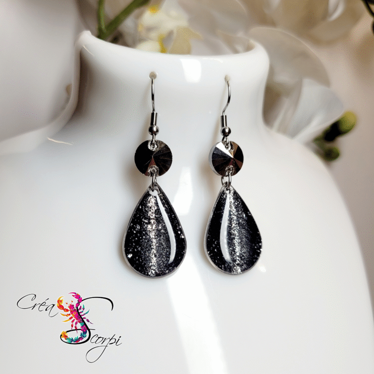 Boucles d'oreilles "Aurore Boréale argentée"