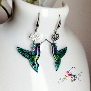 Boucles d'oreilles "Colibris Bleu Vert"