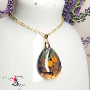 Collier Goutte d'Eau Botanique - Fleur Jaune Encapsulée & Effet Nocturne 🌼🌿