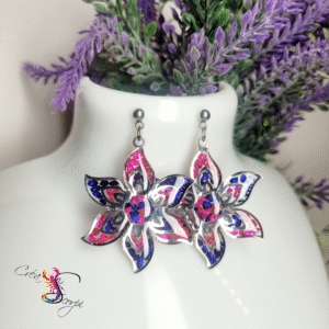 Boucles d'oreilles pendantes Fleur "Éclat Tropical"