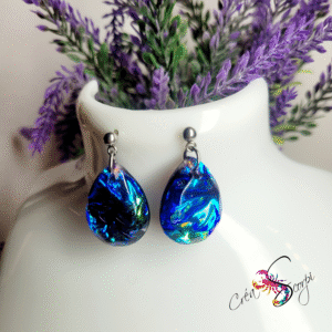 Boucles d'Oreilles Goutte "Nuit Arctique"