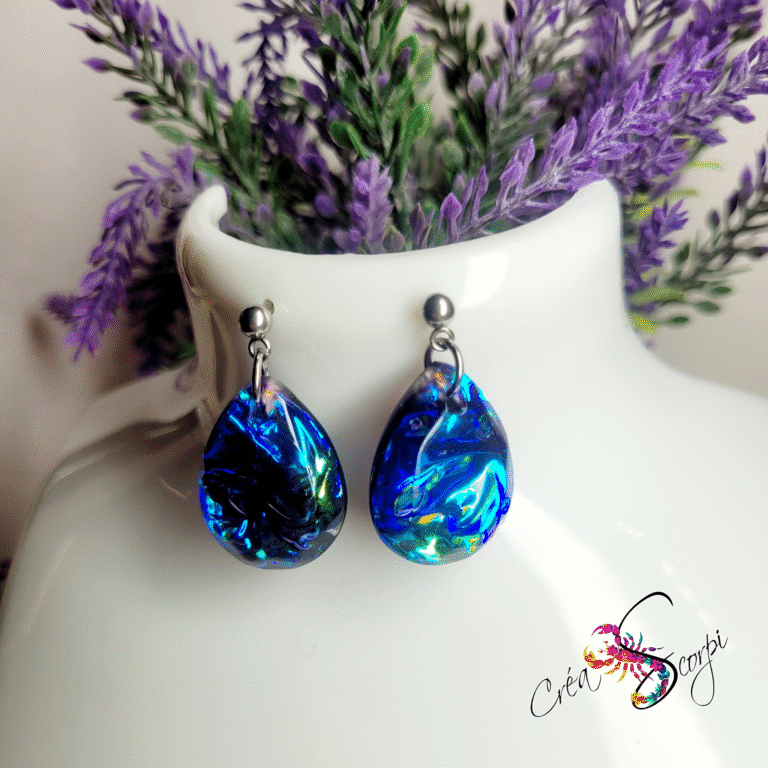 Boucles d'Oreilles Goutte "Nuit Arctique"