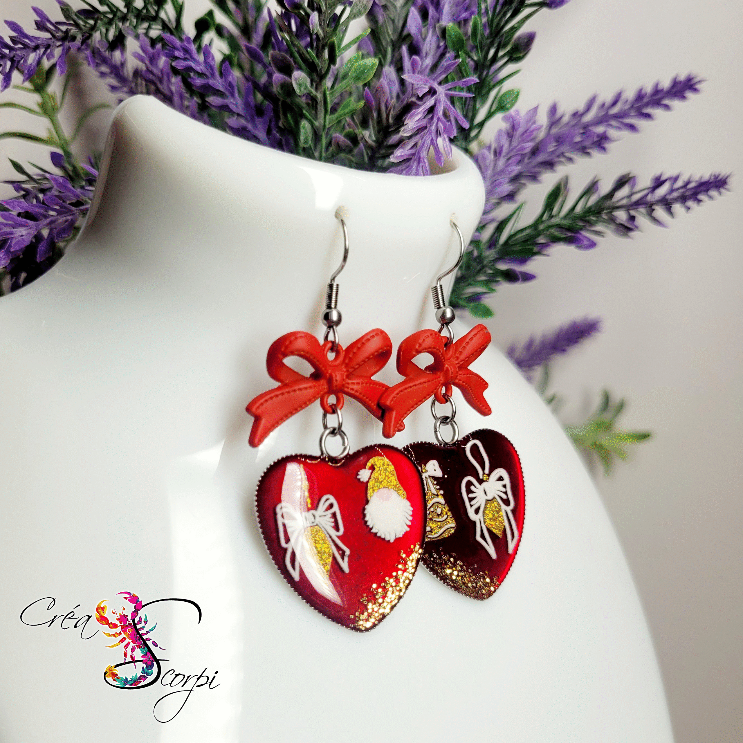 Boucles d'Oreilles Gnomiques "Cœur de Fêtes" – Image 2