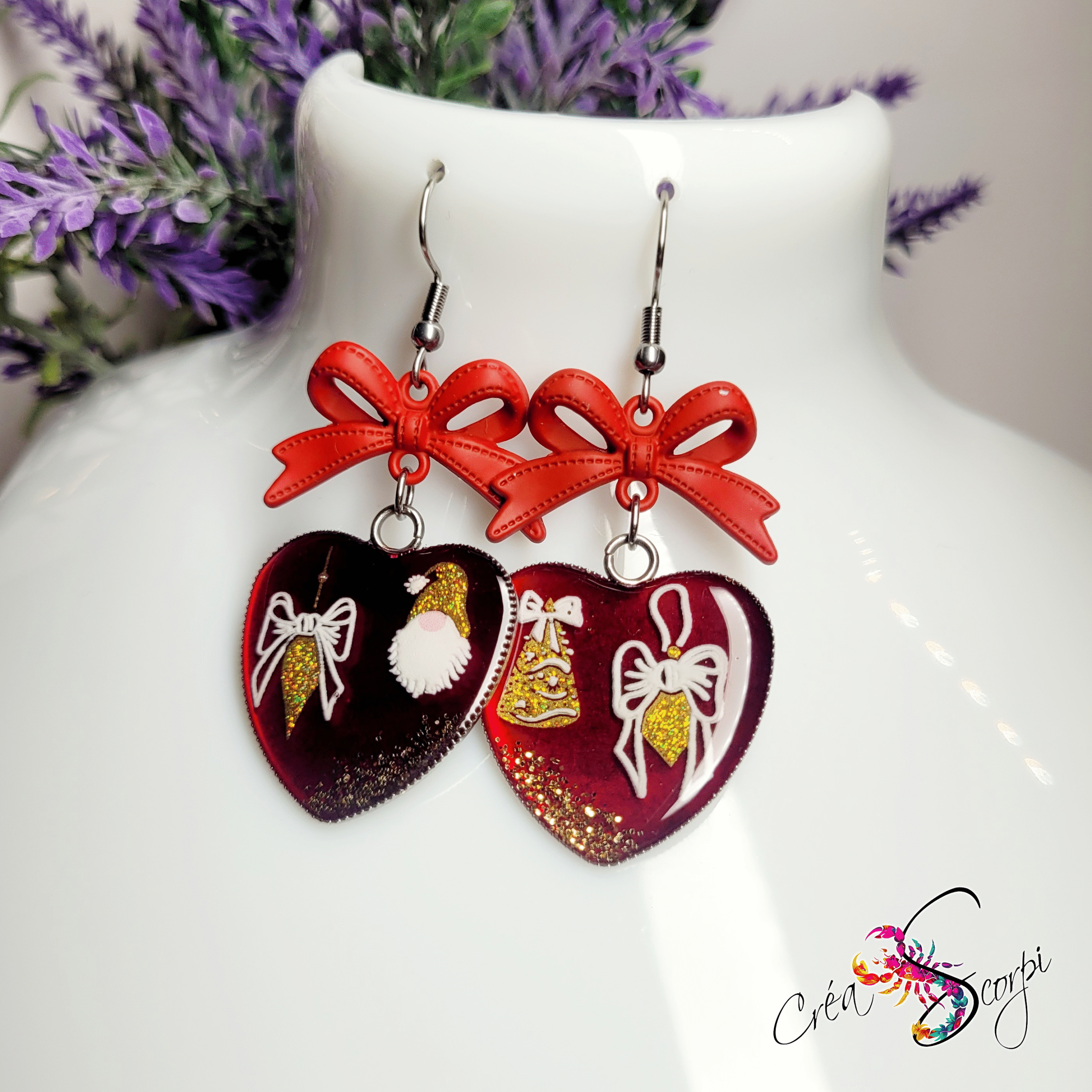 Boucles d'Oreilles Gnomiques "Cœur de Fêtes" – Image 3