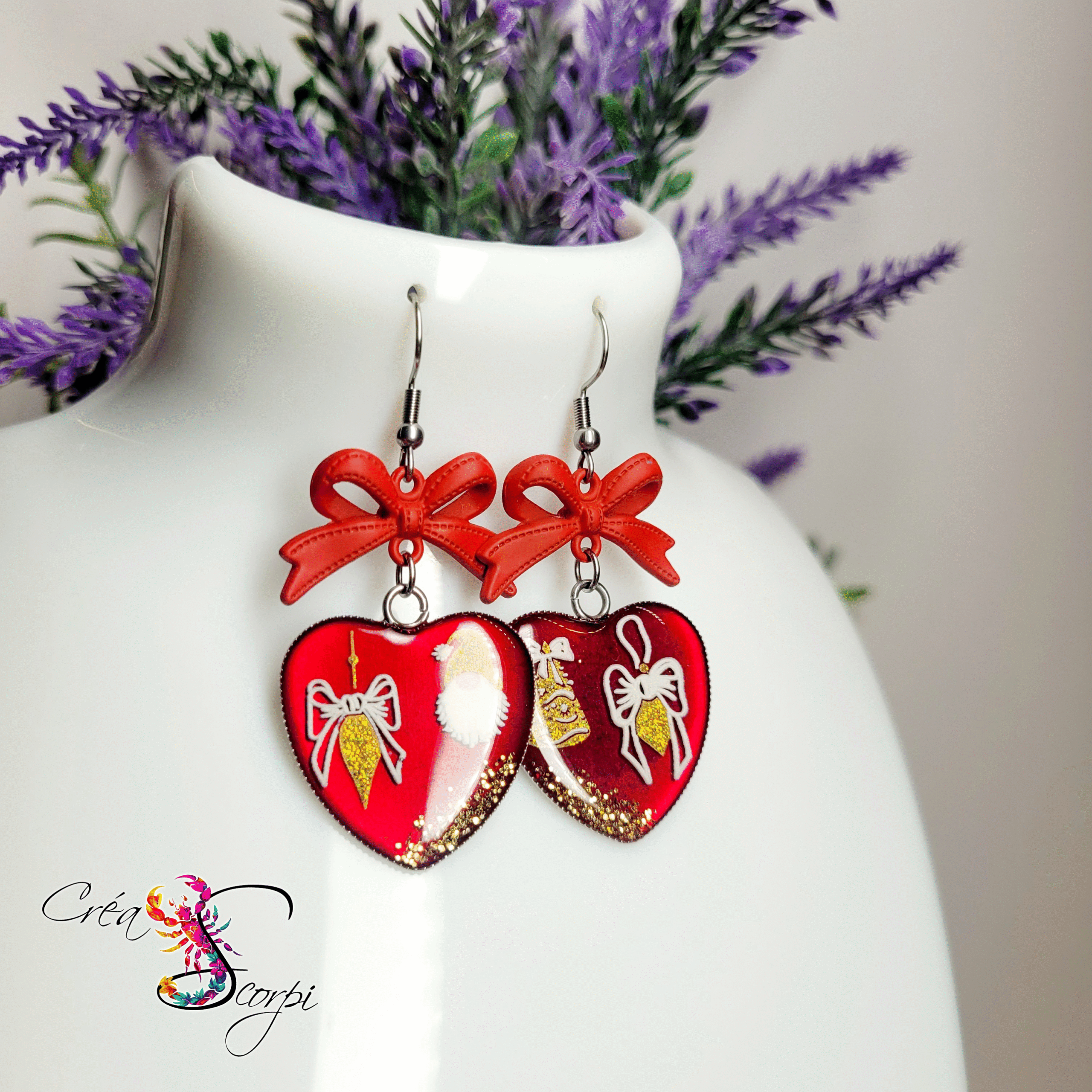 Boucles d'Oreilles Gnomiques "Cœur de Fêtes" – Image 4