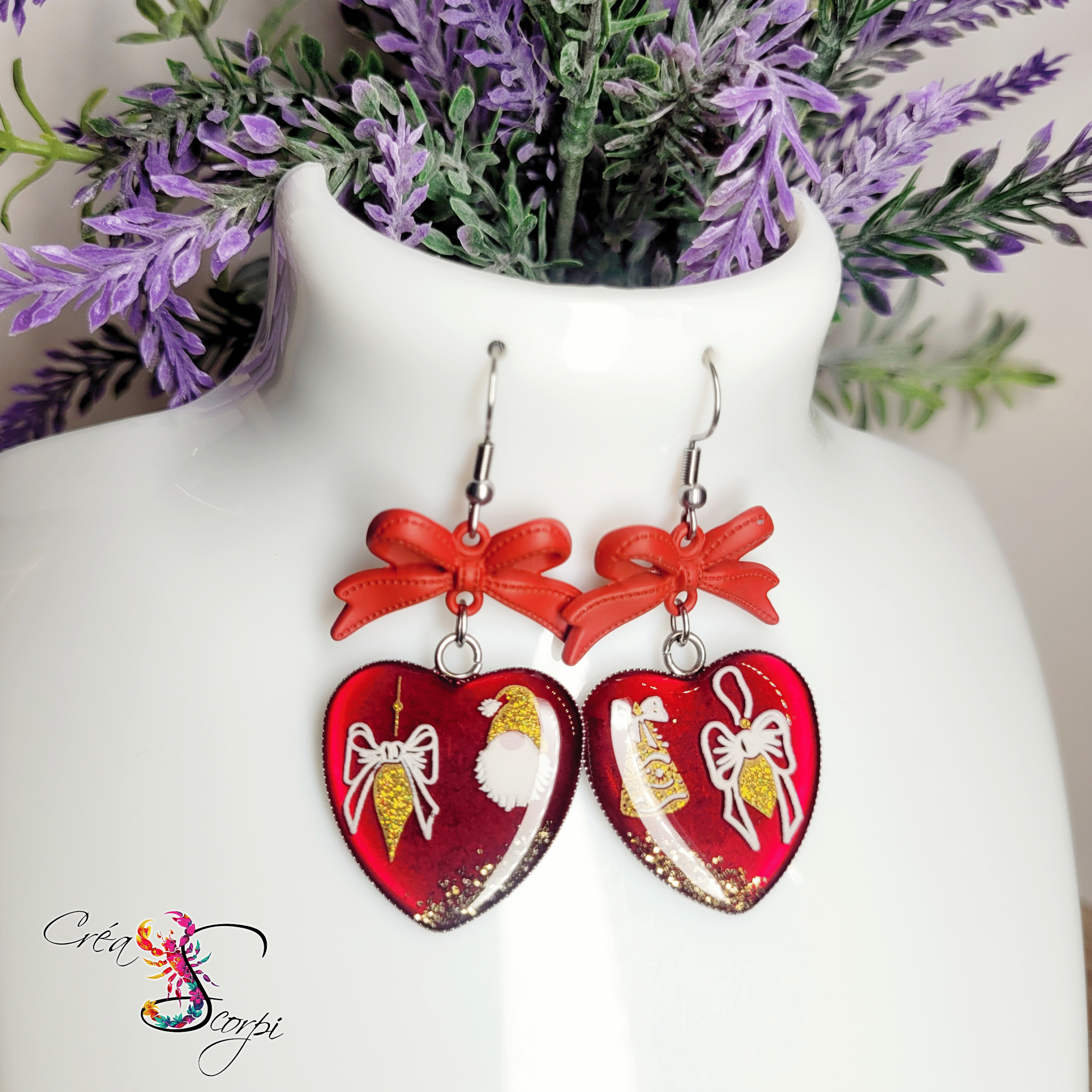 Boucles d'Oreilles Gnomiques "Cœur de Fêtes"