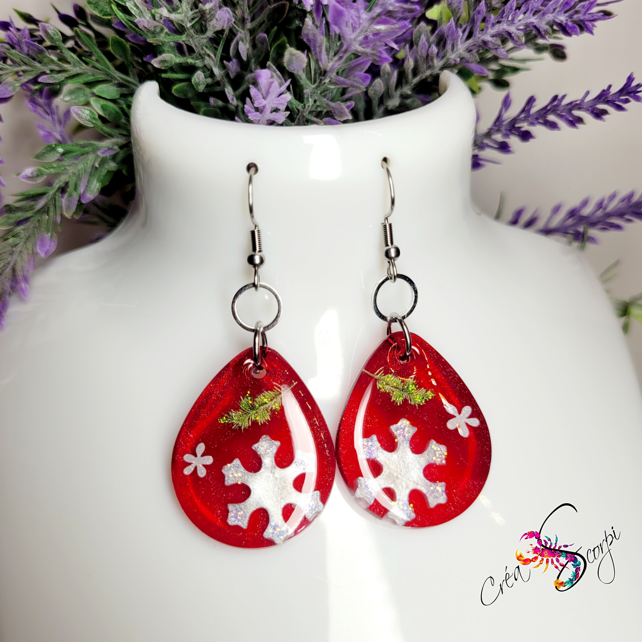 Boucles d'Oreilles Gouttes "Flocon Scintillant"