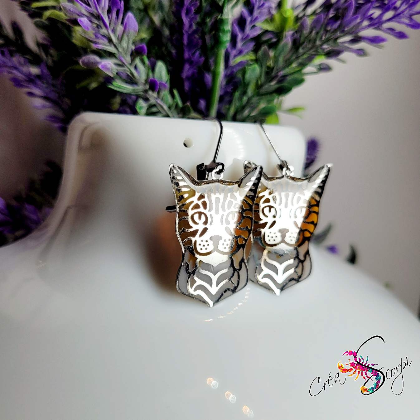 Boucles d'Oreilles "Regard Félin Caramel & Douceur Lactée" – Têtes de Chat