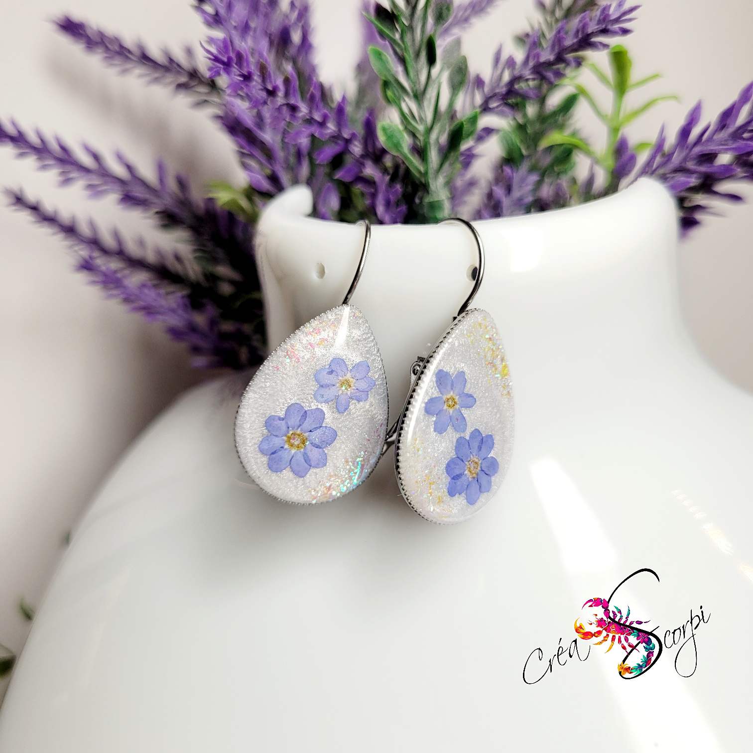 Boucles d'Oreilles "Douceur Florale & Éclat Cristallin" – Image 2