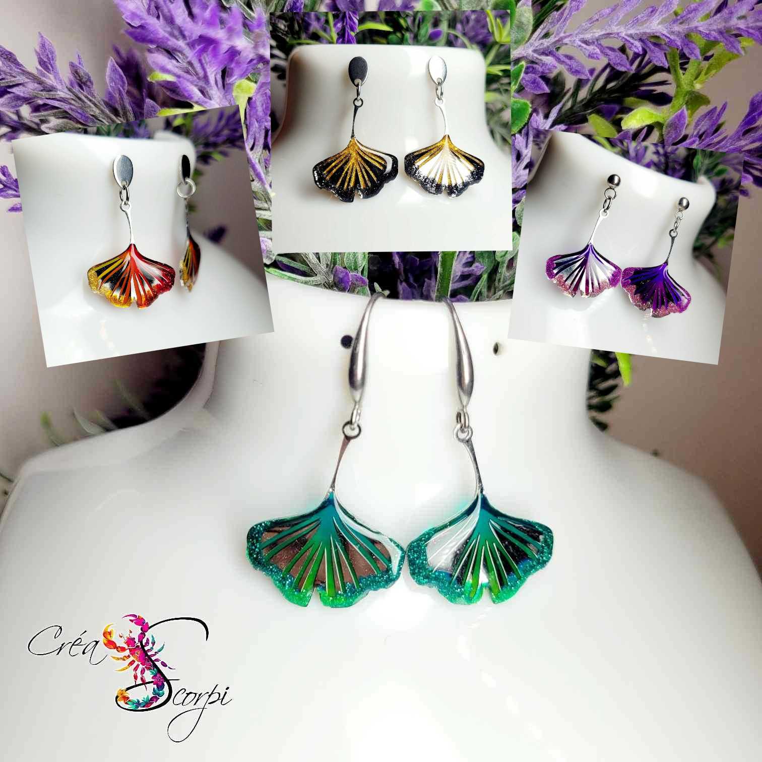 Boucles d’oreilles Ginkgo – Collection Éclat Artisanal