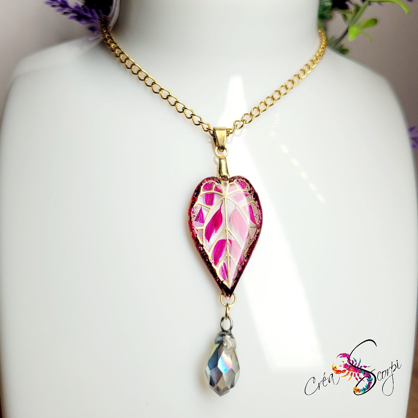 Collier "Feuillage Fuchsia" – Image 4