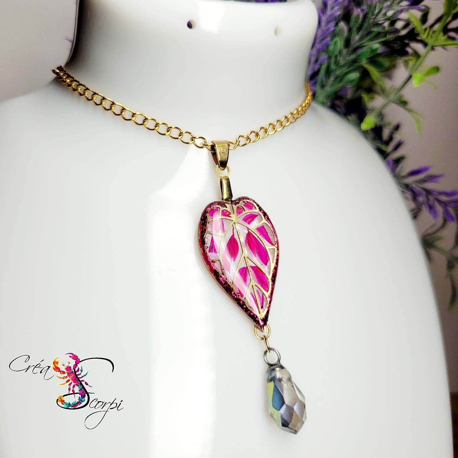 Collier "Feuillage Fuchsia" – Image 3
