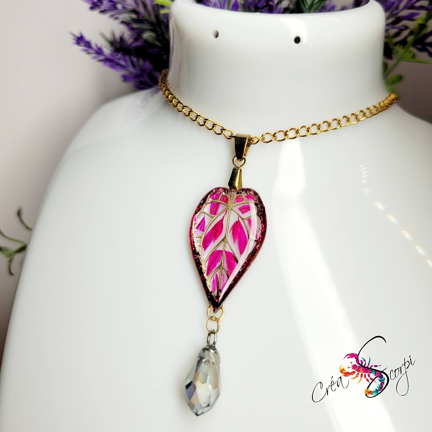 Collier "Feuillage Fuchsia" – Image 2