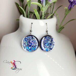 Boucles d'oreilles Arbre de Vie - Reflets de Coquillages Nuit Polaire lo